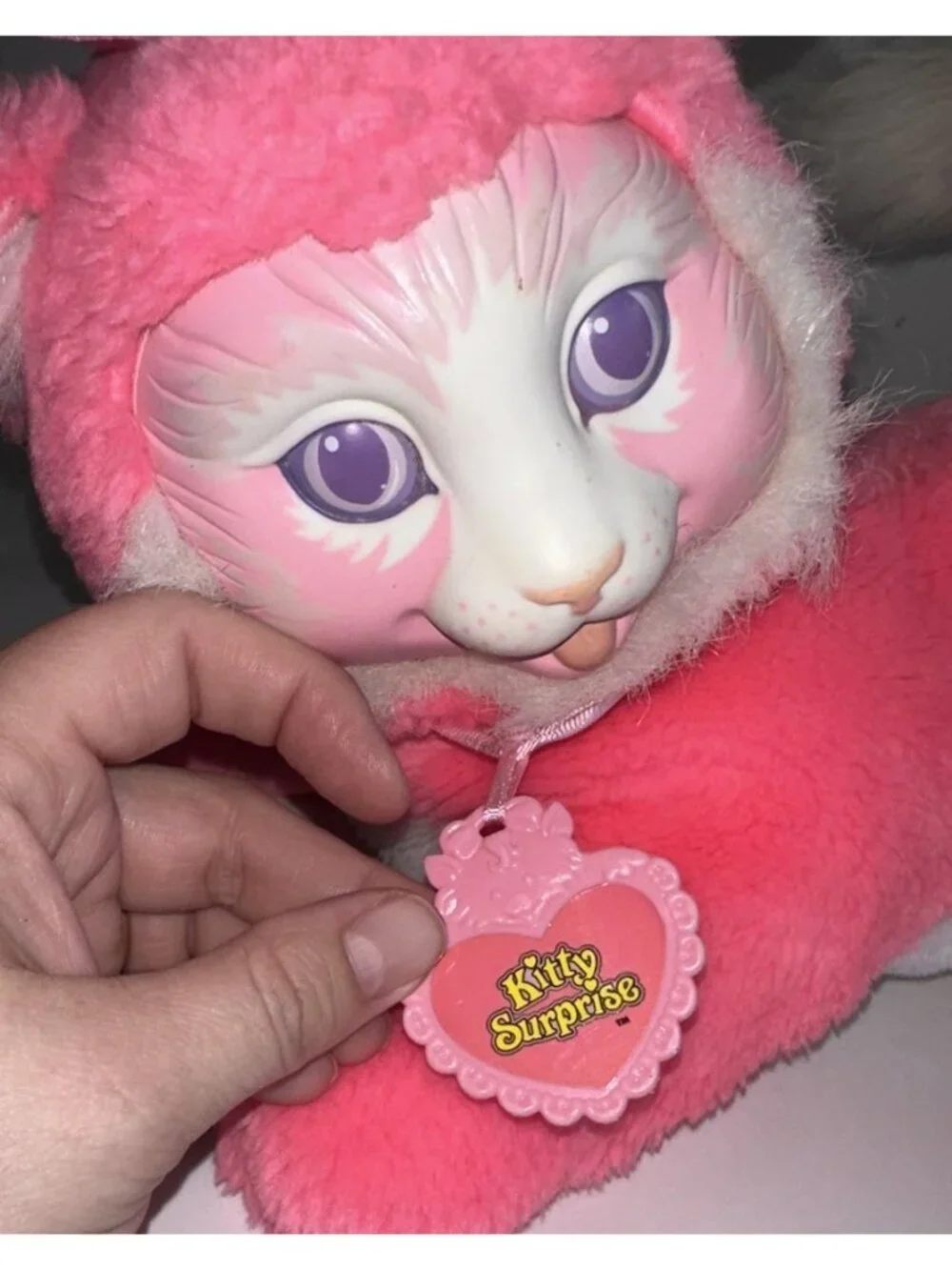 Hasbro Kitty Surprise Pink Plush Cat with 2 Kittens 1992 Vintage Rare 8825